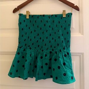 Zara Green Top with Black Polka Dots